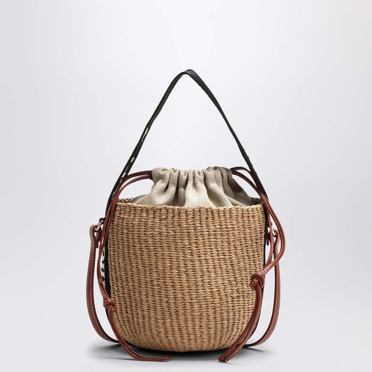 Chloé Woody basket bag small beige/black CHC23AS381L18P_CHLOE-915