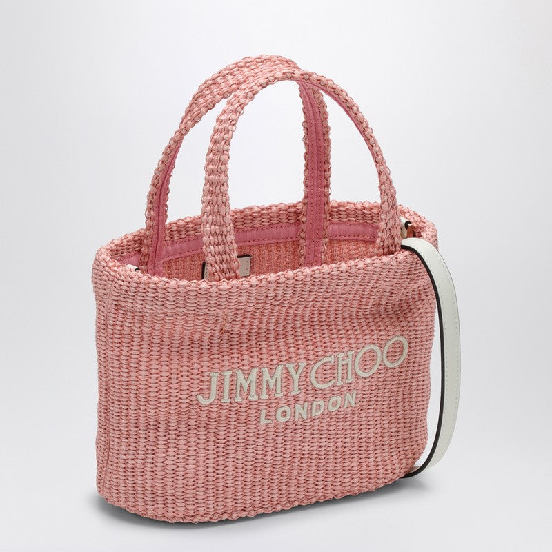 JIMMY CHOO Small Beach Tote East-West in pink rafia BEACHTOTEEWMINIJYNP_JIMCH-RS