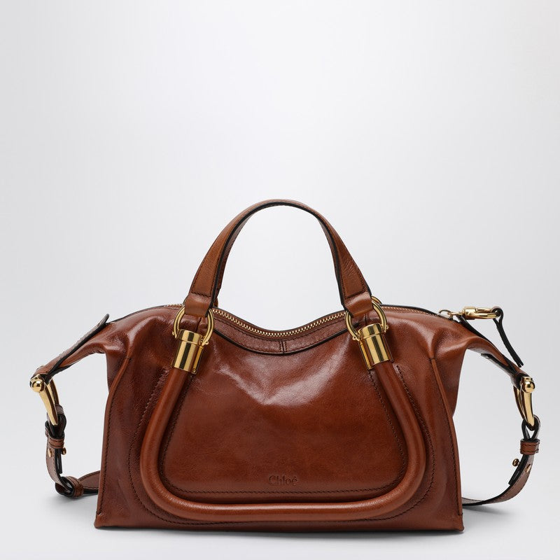 Chloé Small Paraty 24 bag in shiny brown leather CHC24AS751N82P_CHLOE-26M