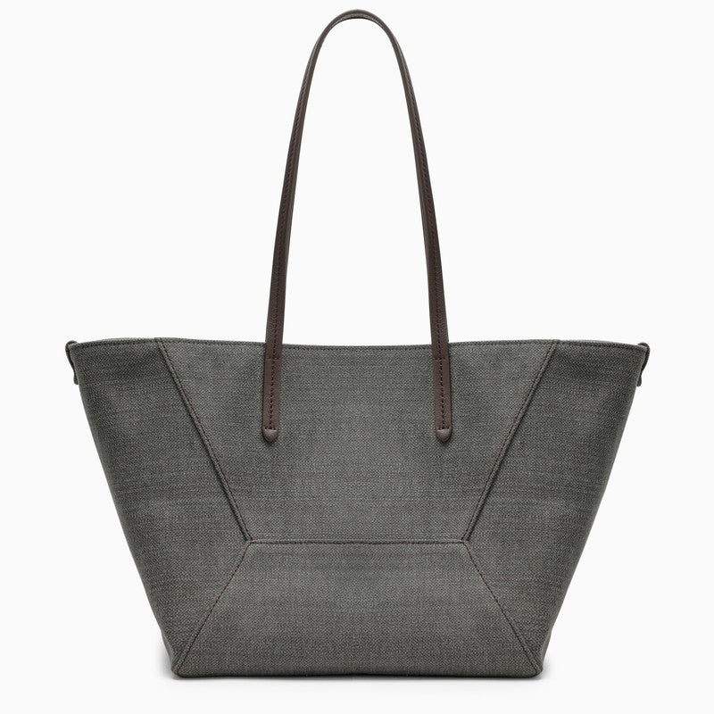 Brunello Cucinelli Grey shopper bag in cotton and linen MB8TD2573COO_CUCIN-C196