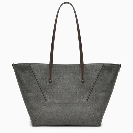 Brunello Cucinelli Grey shopper bag in cotton and linen MB8TD2573COO_CUCIN-C196