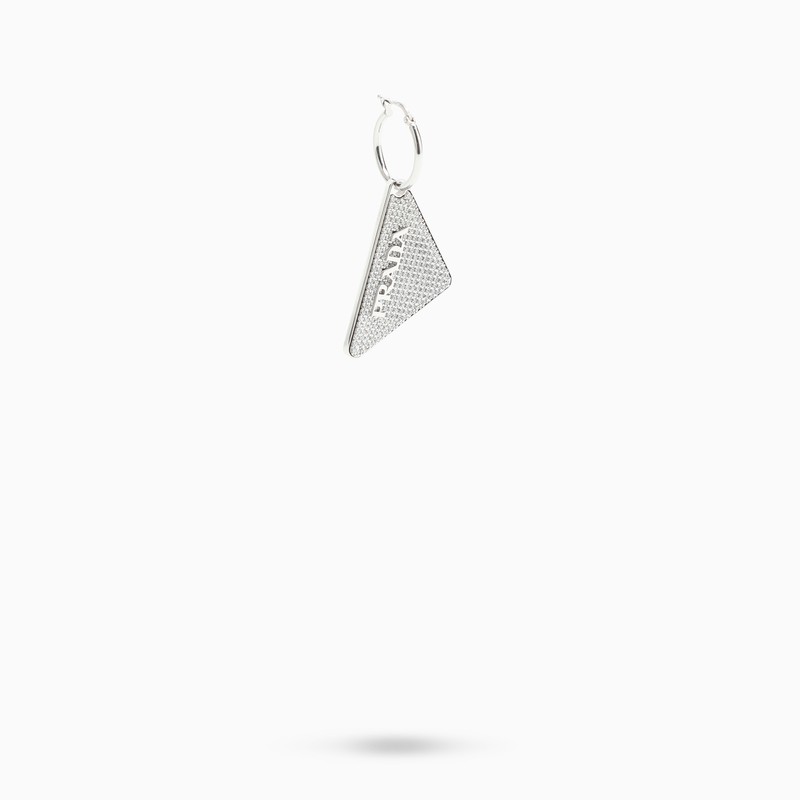 Prada Crystal Prada Holiday triangle logo left earring 1JO7662DZ5K_PRADA-F0T7O