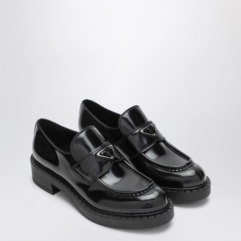 Prada Chocolate black brushed leather moccasins 1D246MG050ULSP_PRADA-F0002