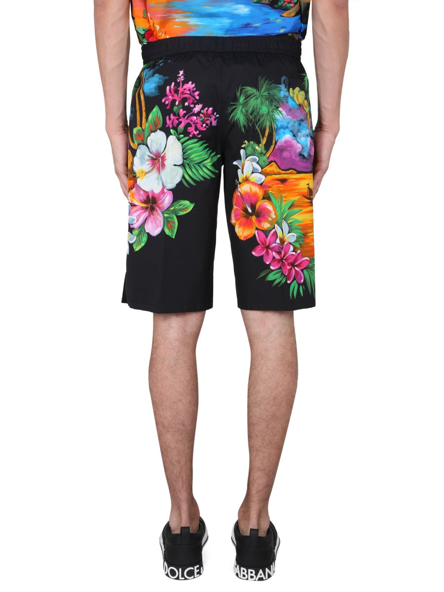 Dolce & Gabbana BERMUDA SHORTS WITH HAWAII PRINT GV37ATHH5DDHH4JI