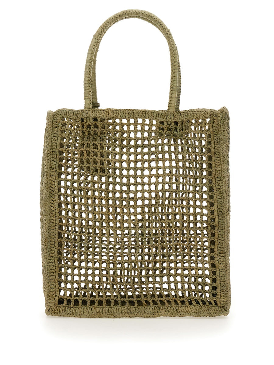 MANEBI RAFFIA BAG V7.7CHNATURALRAFFIAGREEN