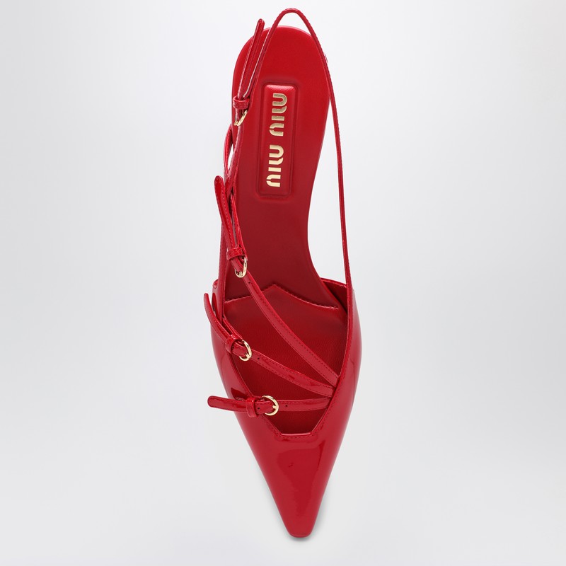 MIU MIU Red patent leather slingback décolleté with buckles 5I013EM055069P_MIU-F0011