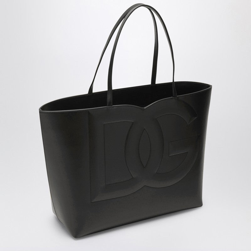 Dolce & Gabbana DG logo black leather medium tote bag BB7338AW576P_DOLCE-80999