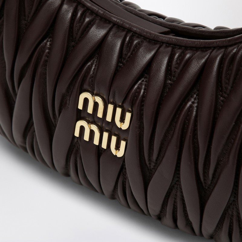 MIU MIU Small Miu Wander brown matelassé bag 5BC125OOYN88P_MIU-F0NBL