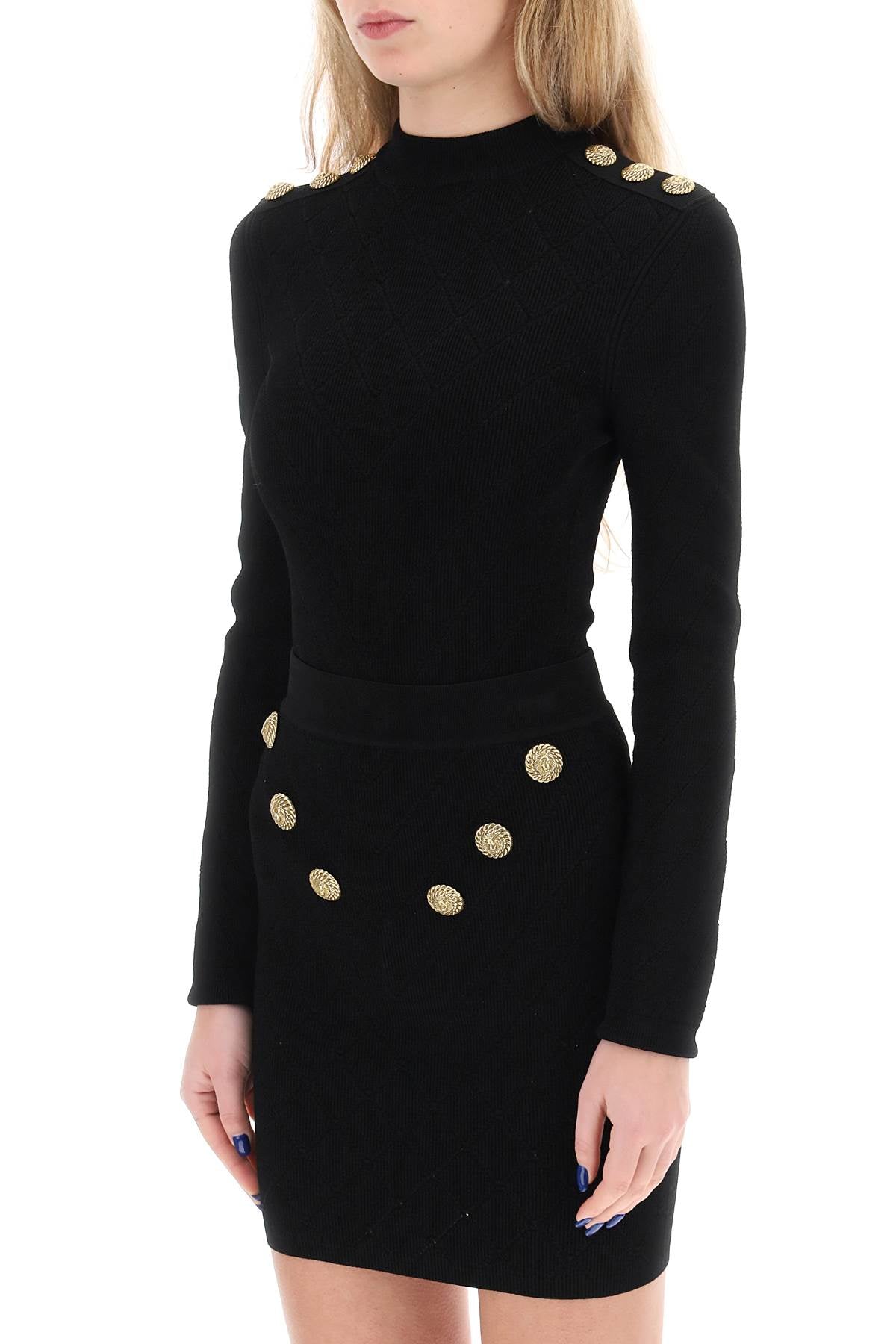 Balmain knitted bodysuit with embossed buttons CF1BG240KF530PA
