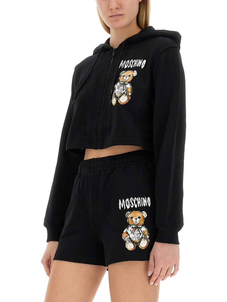 MOSCHINO CROPPED SWEATSHIRT WITH TEDDY BEAR LOGO 170605281555