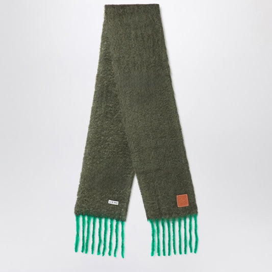 LOEWE Khaki green/green mohair and wool scarf F811257XA2WOP_LOEW-4553