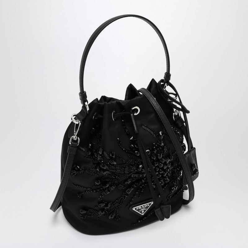 Prada Black Re-Nylon mini bag with embroidery 1BE067WRM2C4QP_PRADA-F0002