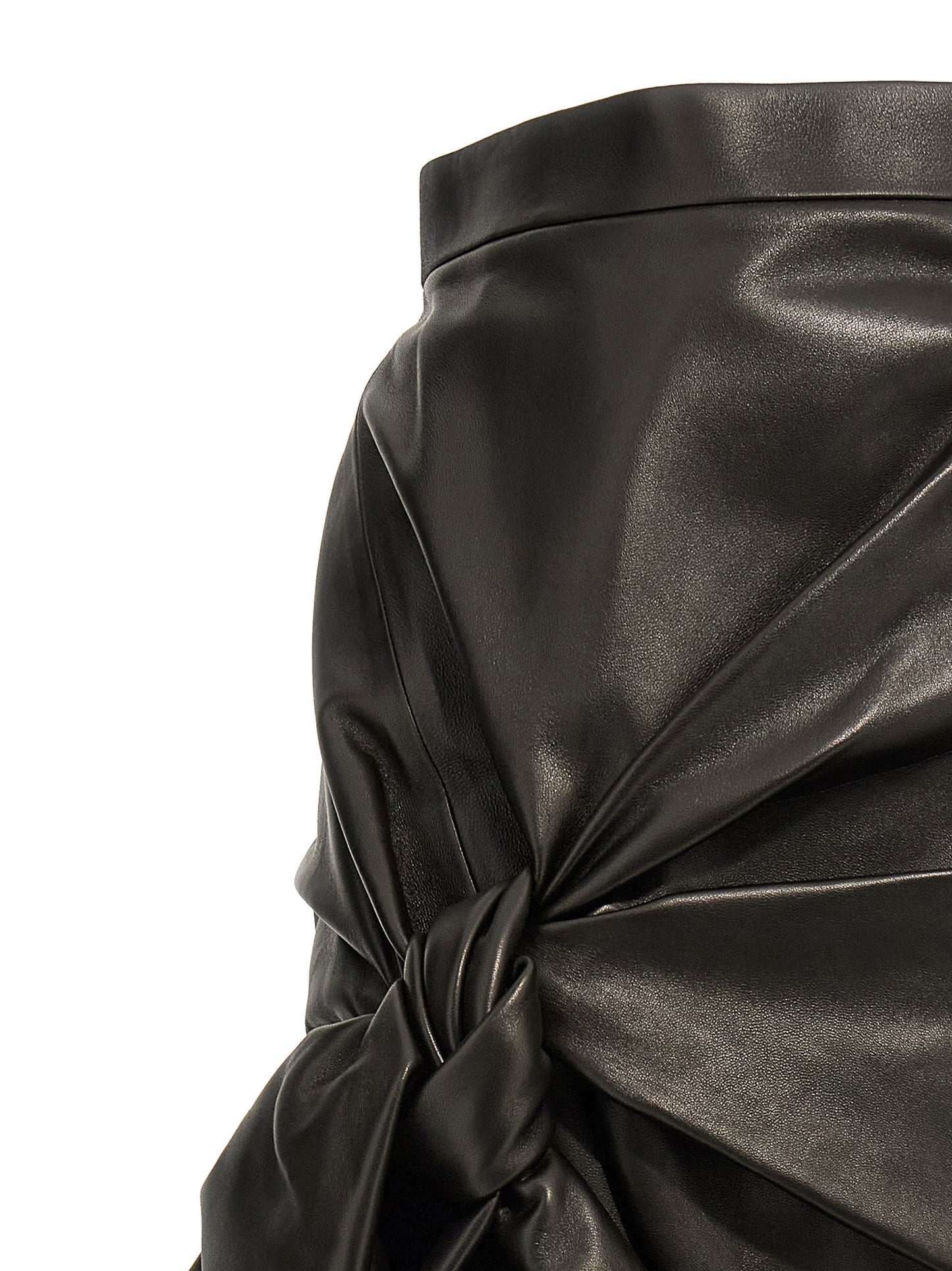 Alexander McQUEEN MAXI BOW LEATHER SKIRT 780910Q5AL11000