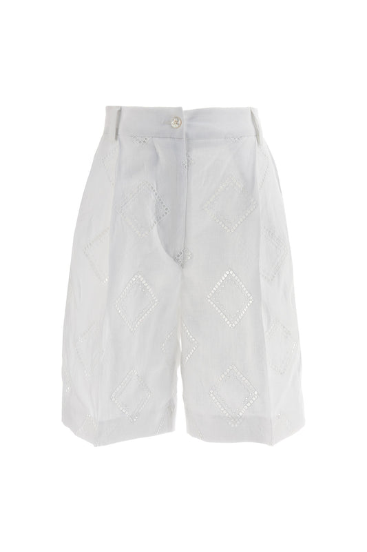 Kiton EMBROIDERED LINEN BERMUDA SHORTS D48107K0990B0100S