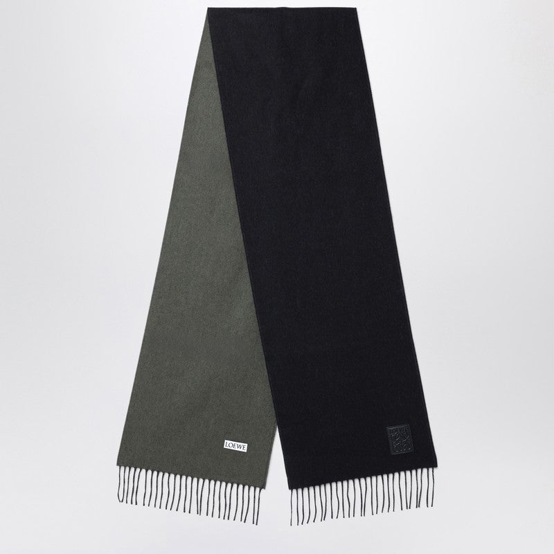 LOEWE Black/khaki green wool and cashmere scarf F811251X06WOP_LOEW-1217