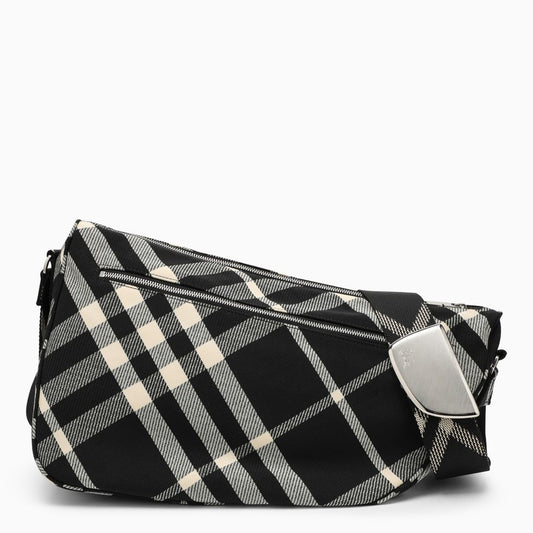 Burberry Shield large messenger bag black/calico cotton blend with Check pattern 8089304153462O_BURBE-A1189