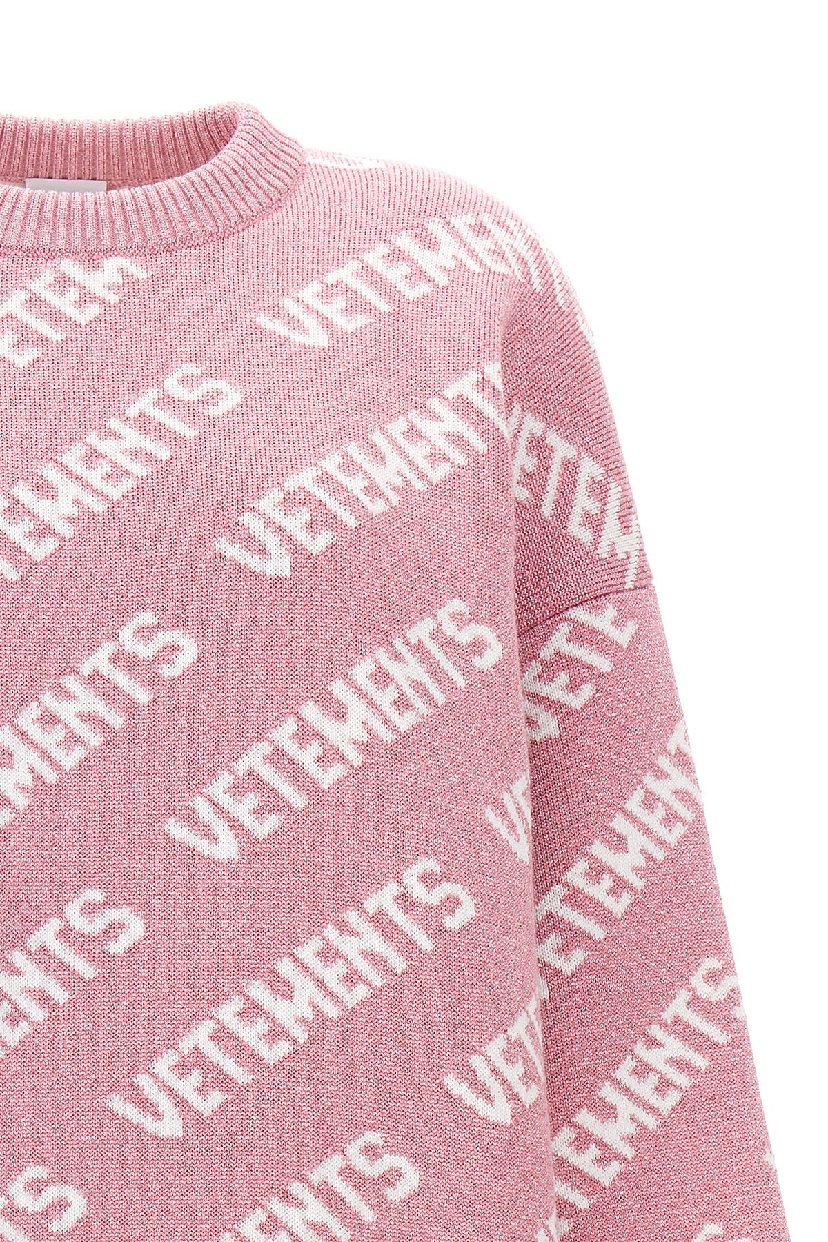 VETEMENTS 'LUREX MONOGRAM' SWEATER UE54KN220PBABYPINKWHITE