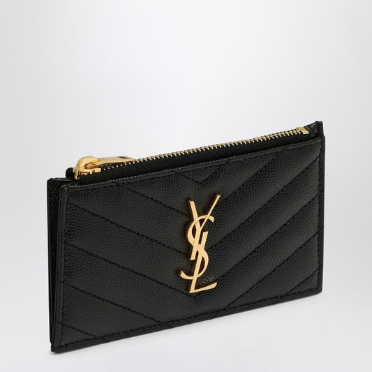 Saint Laurent Cassandre black leather card holder 607915BOW01P_YSL-1000