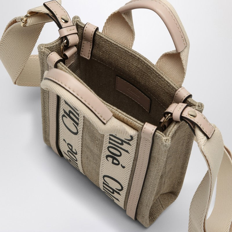 Chloé Woody Mini North South canvas tote CHC24AP243I26P_CHLOE-6J5