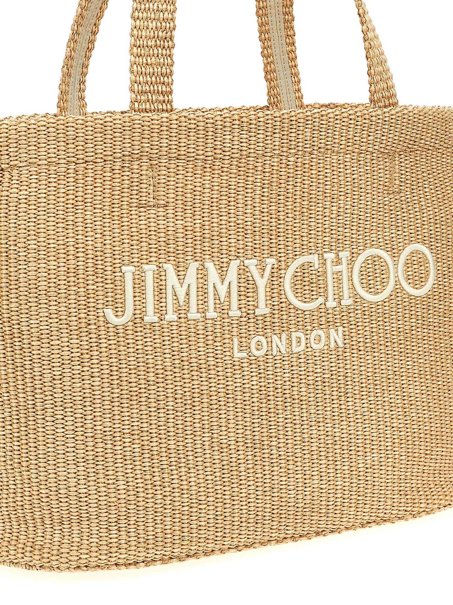 JIMMY CHOO 'BEACH TOTE E/W' SHOPPING BAG BEACHTOTEEWJYNNATURALLATTE