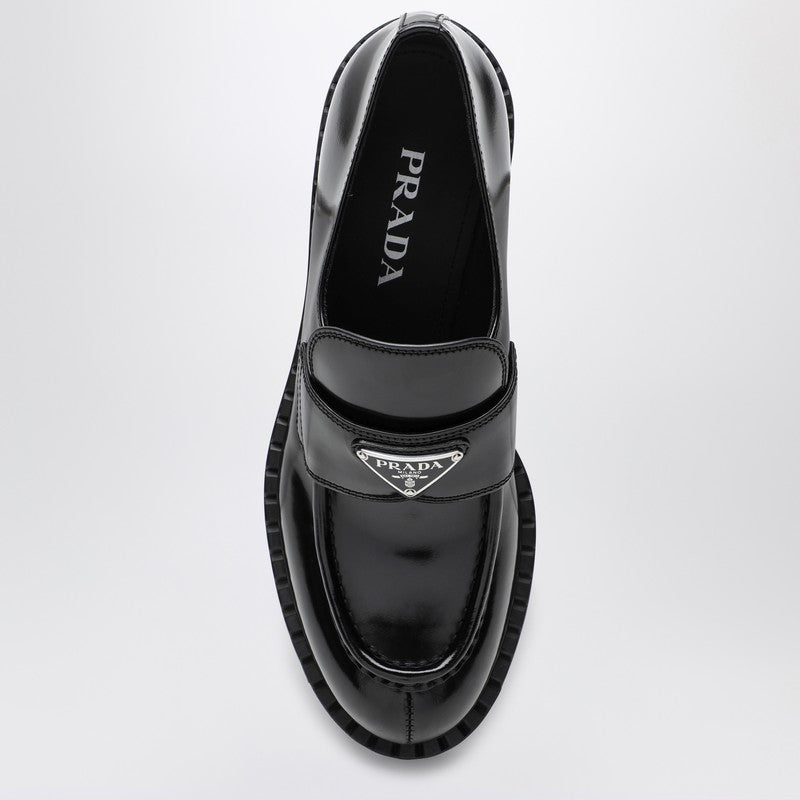 Prada Chocolate black brushed leather moccasins 1D246MG050ULSP_PRADA-F0002