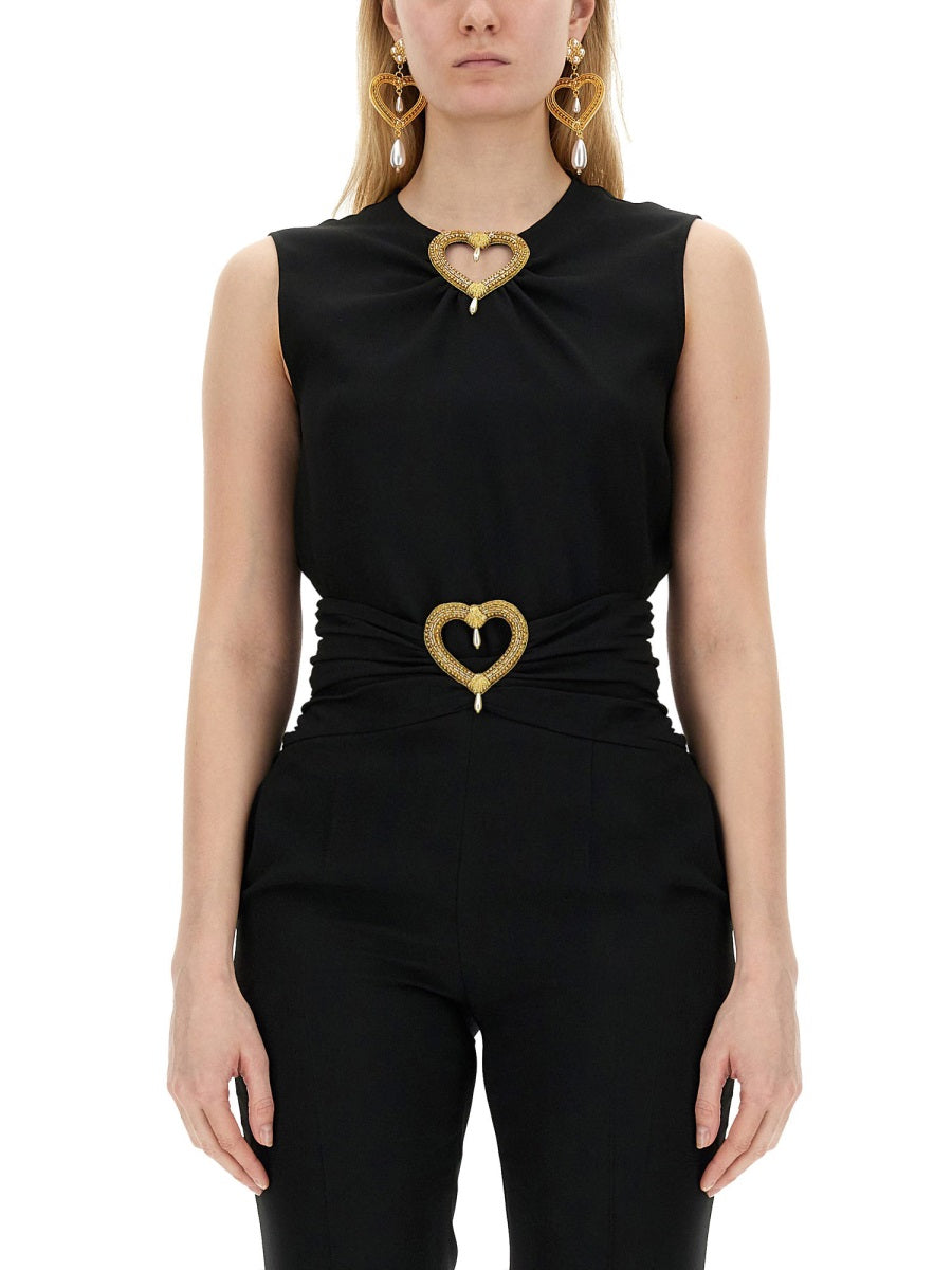 MOSCHINO BLOUSE WITH HEART APPLIQUE 080704338555