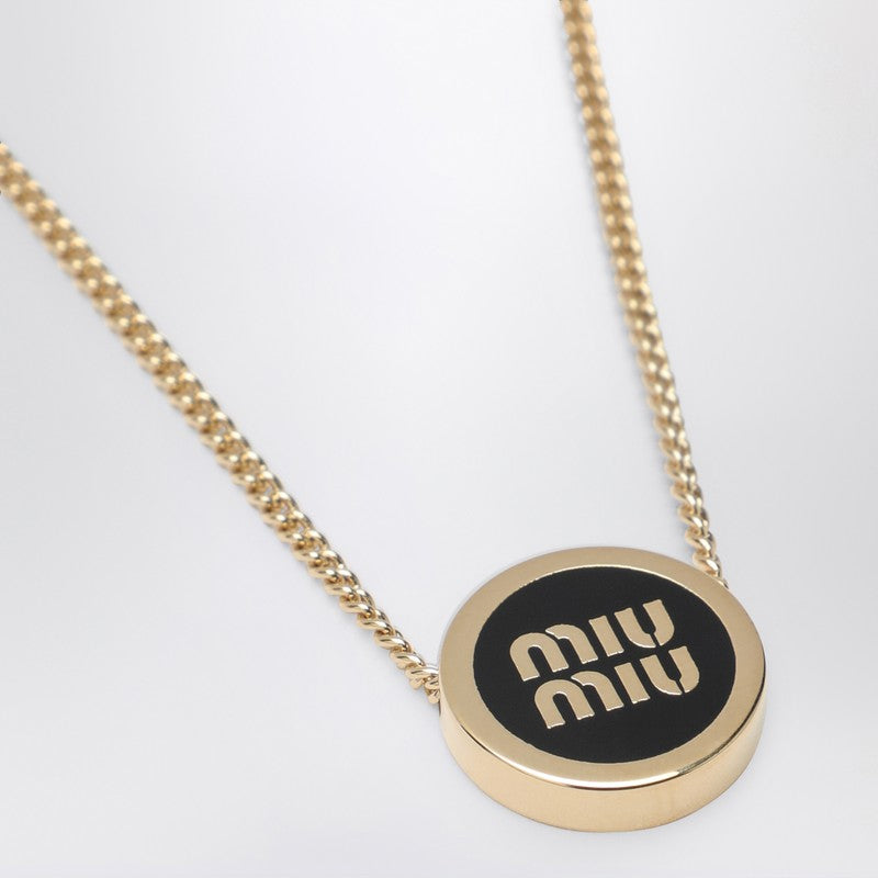 MIU MIU Metal necklace with black logo 5IC0962F6TP_MIU-F0002