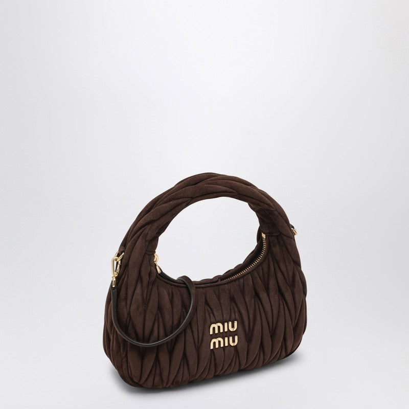 MIU MIU Small Miu Wander bag in browne suede leather 5BC125OOY2B7OP_MIU-F0003