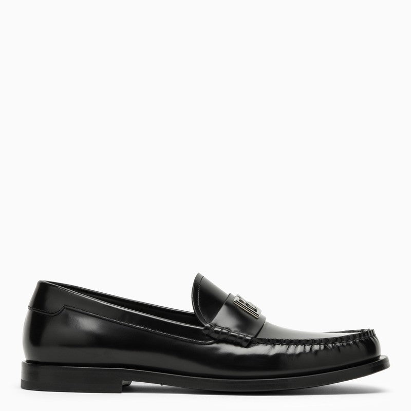 Dolce & Gabbana Black leather loafer with logo A30248AQ237O_DOLCE-80999