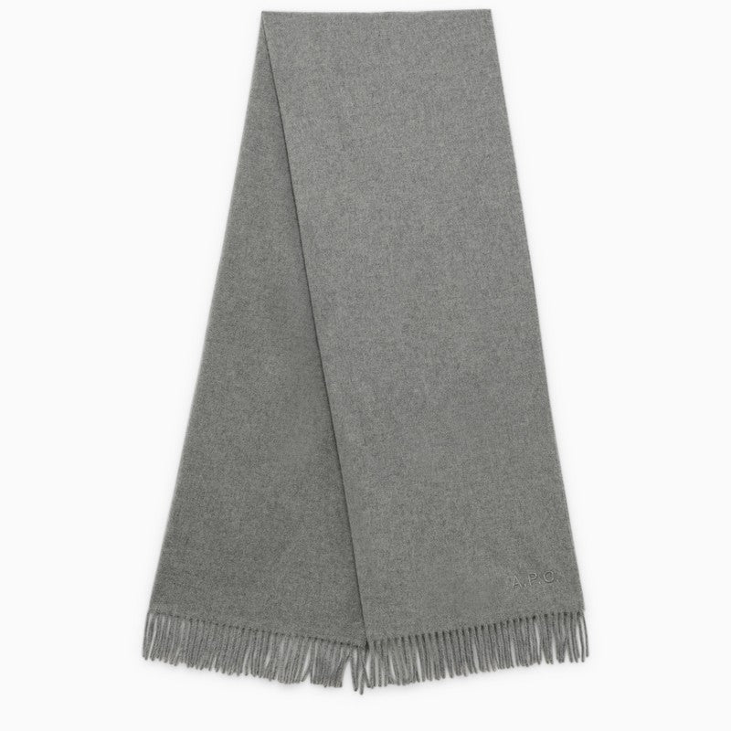 A.P.C. Ambroise Brodée grey virgin wool scarf WOAFE-M15170WOO_APC-PLA