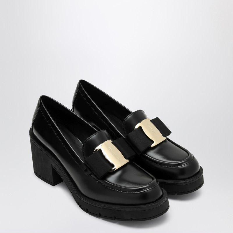 FERRAGAMO Black Vara Bow moccasin with heel 07773601CLEP_FERRA-NR