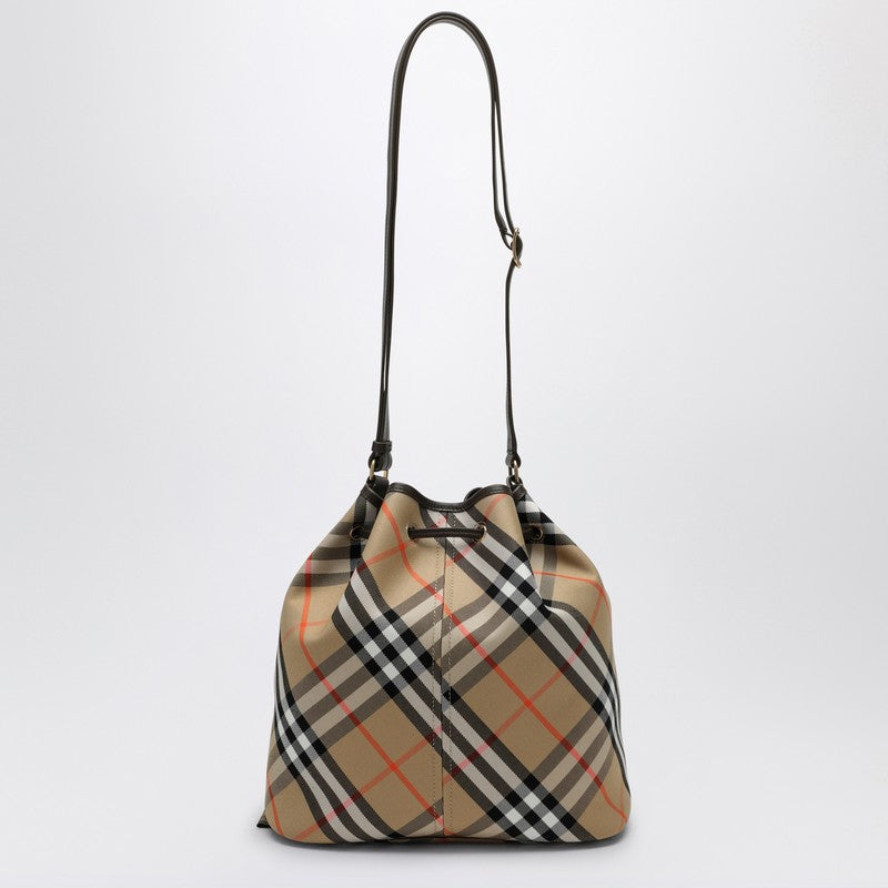 Burberry Medium beige bucket bag with Check pattern 8093869159199P_BURBE-B9368