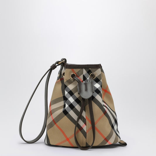 Burberry Check pattern beige drawstring clutch bag 8093916159199P_BURBE-B9368