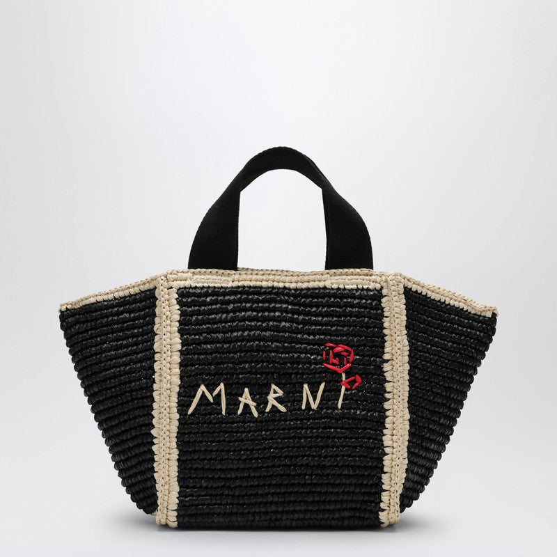 Marni Sillo small shopping bag in black raffia-effect macramé SHMP0121L0P6769P_MARNI-ZO762