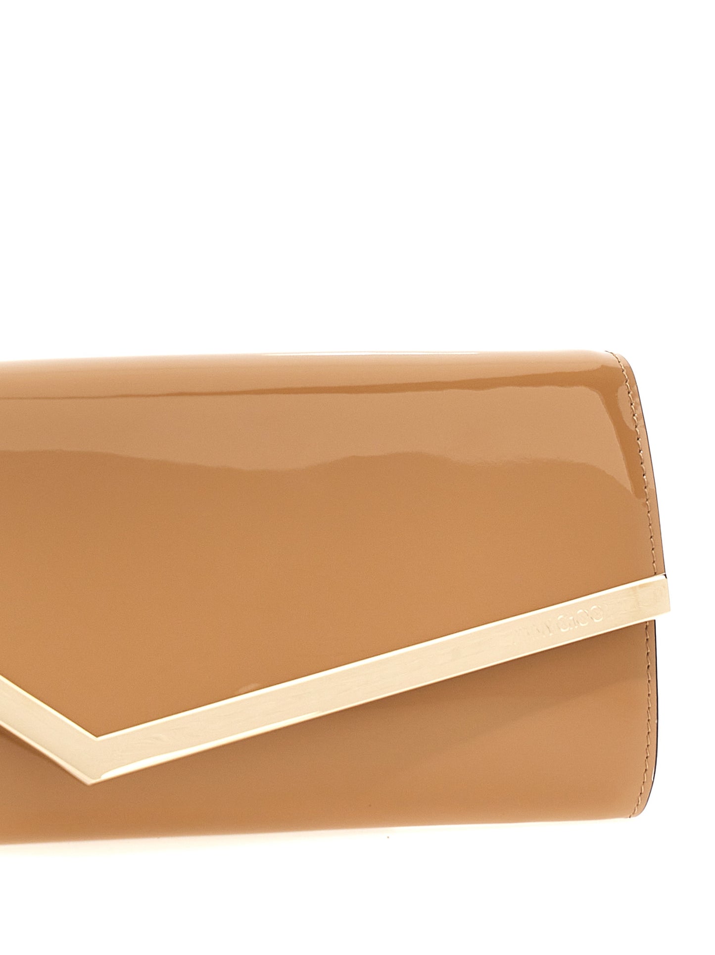 JIMMY CHOO 'EMMIE' CLUTCH EMMIEPATBISCUITLIGHTGOLD