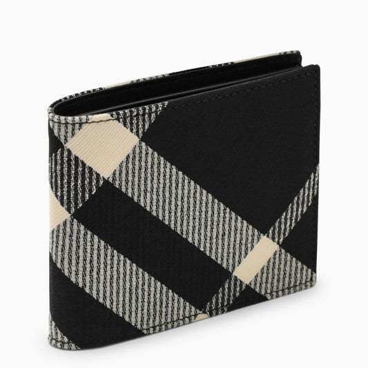 Burberry Black/White Check Fabric Billfold Wallet 8089520153462O_BURBE-A1189