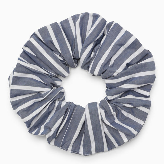 GANNI White/grey striped scrunchie with logo A46136475M_GAN-758