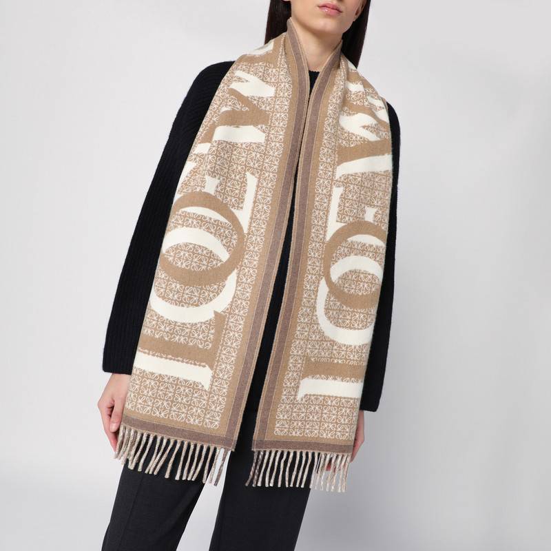 LOEWE Love LOEWE white and beige scarf F606257X51WOQ_LOEW-2112