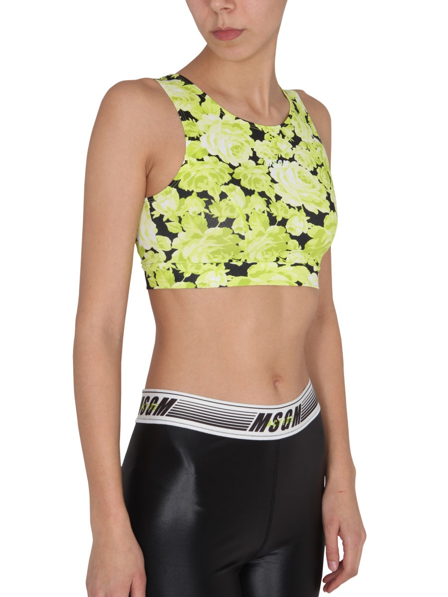 MSGM FLORAL PRINT CROPPED TOP  3245MDT0722718733