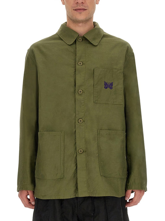 Needles SHIRT WITH LOGO EMBROIDERY MR220B-OLIVE