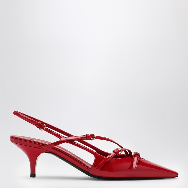 MIU MIU Red patent leather slingback décolleté with buckles 5I013EM055069P_MIU-F0011