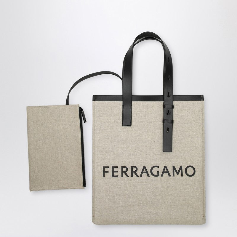 FERRAGAMO Canvas tote bag with logo 0764870NFP_FERRA-NN