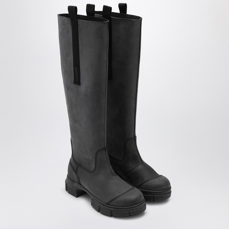 GANNI Black recycled rubber boot S19134628M_GAN-099