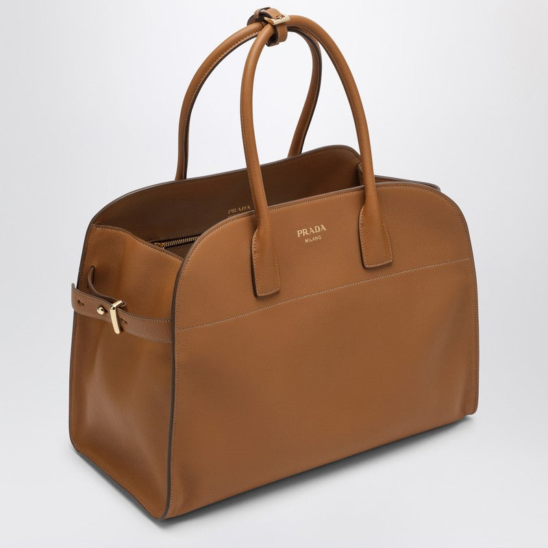 Prada Large caramel-coloured leather shopping bag with buckles 1BG508OOO2CYSP_PRADA-F03BH