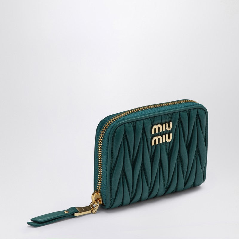 MIU MIU Lagoon-coloured leather zip-around wallet 5MM2682FPPN_MIU-F0K41