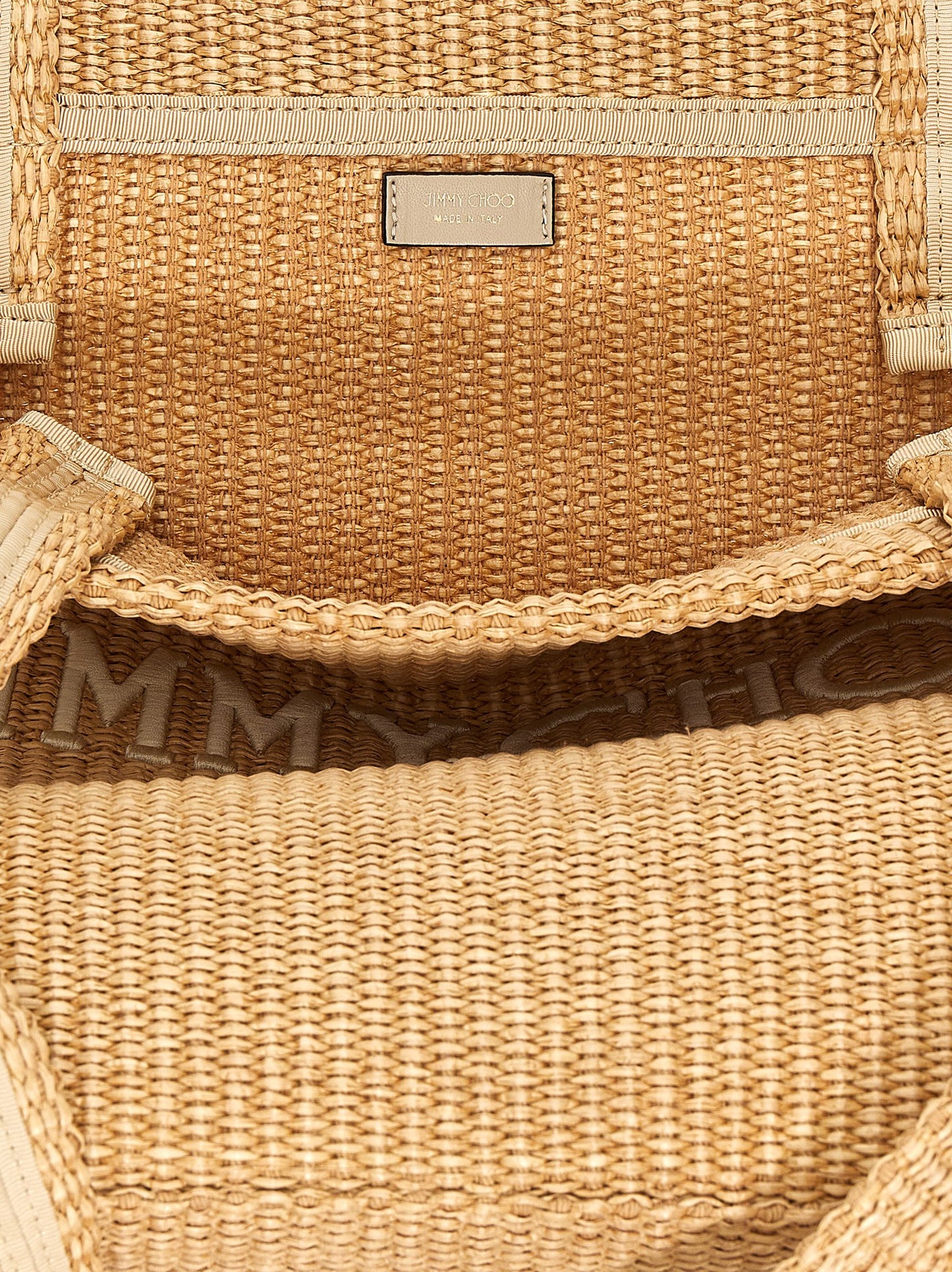 JIMMY CHOO 'BEACH TOTE E/W' SHOPPING BAG BEACHTOTEEWJYNNATURALLATTE