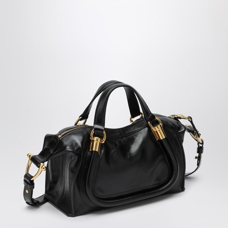 Chloé Small Paraty 24 bag in shiny black leather CHC24AS751N82P_CHLOE-001