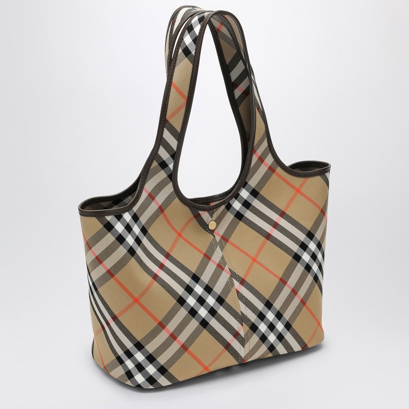 Burberry Beige Check pattern small tote bag 8094685159199P_BURBE-B9368