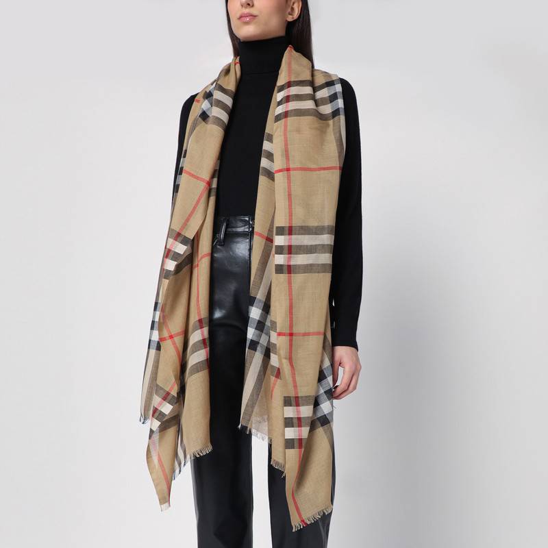 Burberry Wool and silk scarf with Check motif 8078779138465Q_BURBE-A7026