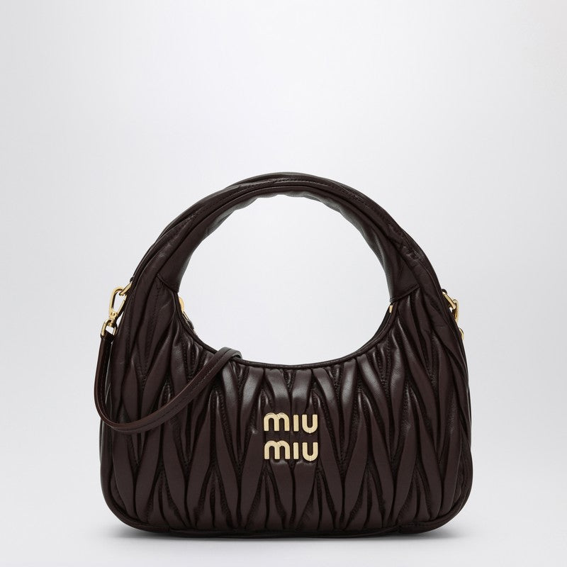 MIU MIU Small Miu Wander brown matelassé bag 5BC125OOYN88P_MIU-F0NBL